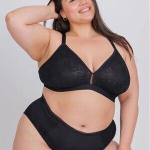 Lively Jet Black Palm Lace Busty Bralette